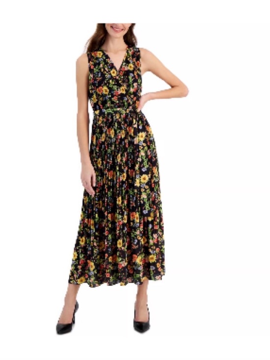Tahari Dresses & Skirts - Tahari Black Floral V-Neck Sleeveless Maxi Dress